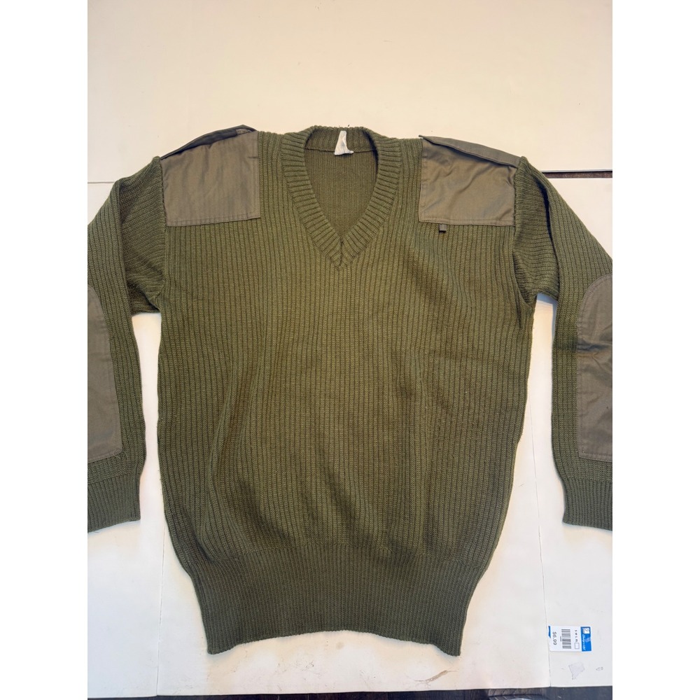 Sancino SRL Italian Army Military Commando Sweater V-Neck Wool Olive Drab Large